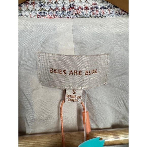 Skies Are Blue Minyonette Knit Jacquard Blazer Off-White Multicolor Small NWT - Picture 3 of 7